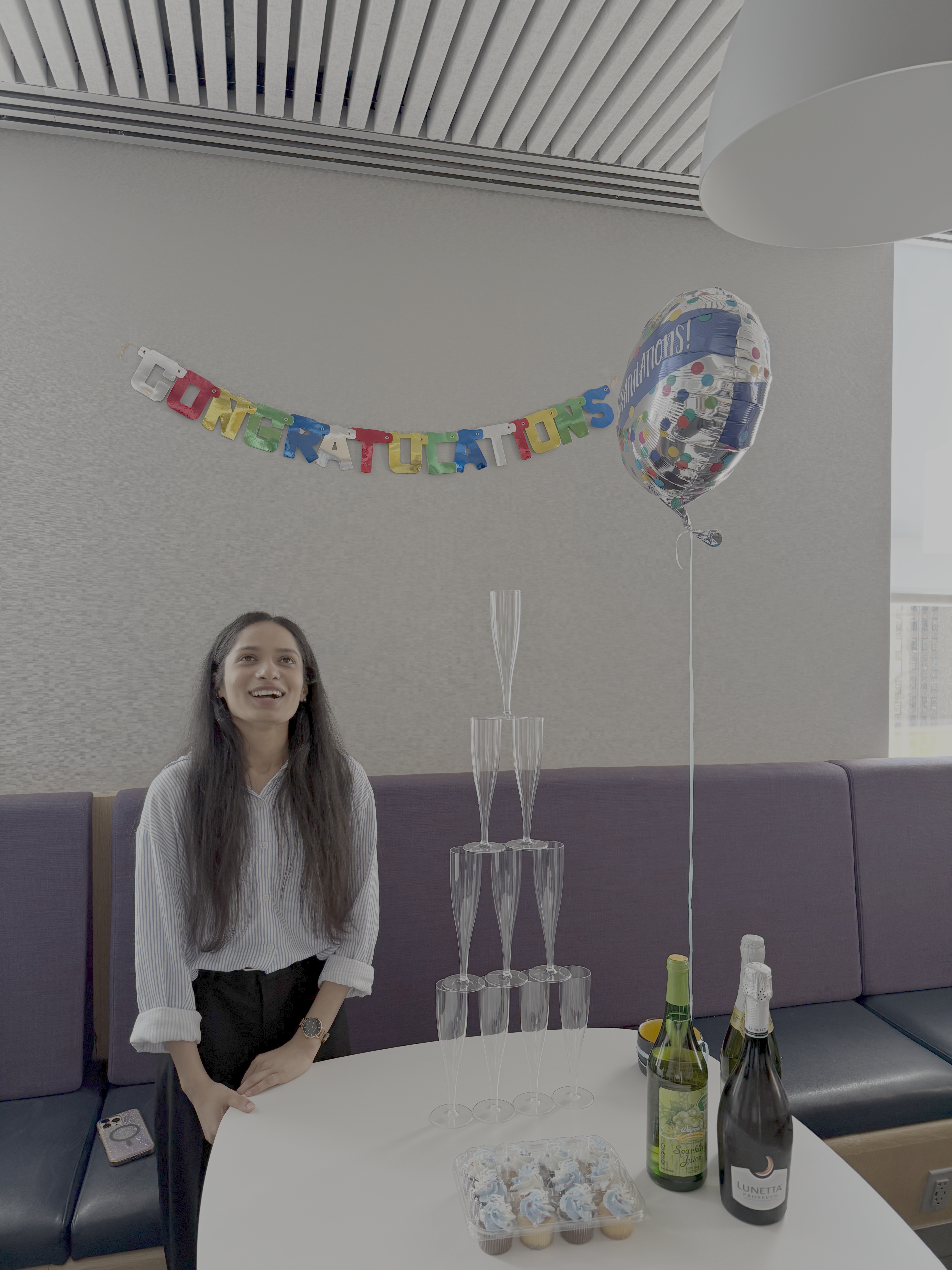 Sujata celebrating after her qualifying exam